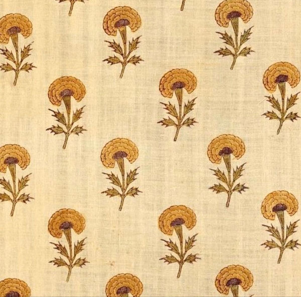 Textile imprimé block print aux motifs orangés