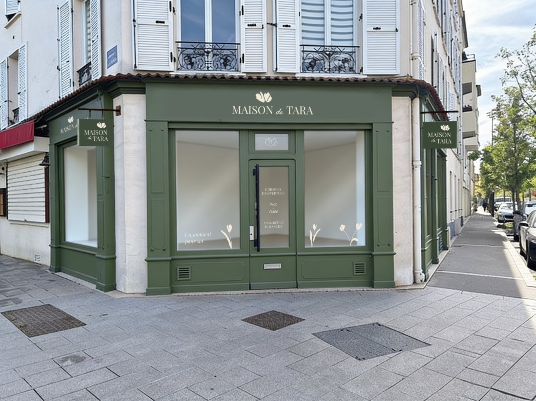 La devanture verte de la Maison de Tara, à La Garenne-Colombes